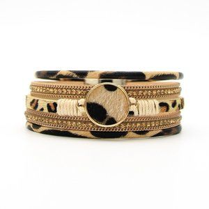 U1BFB4054 Multi-Strand Animal Print Bracelet